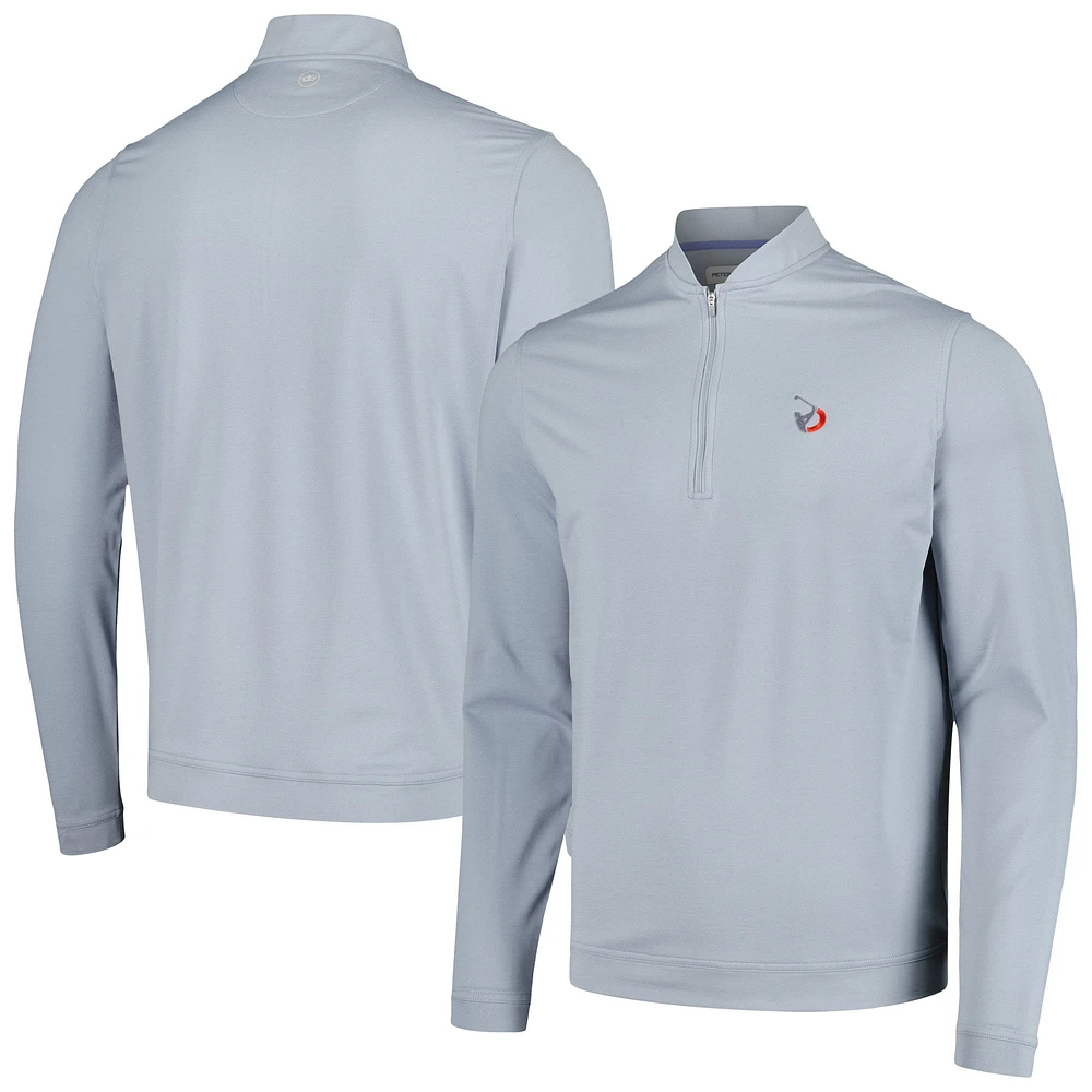 Men's Peter Millar Gray TOUR Championship Ross Performance Baseball Collar Quarter-Zip Top