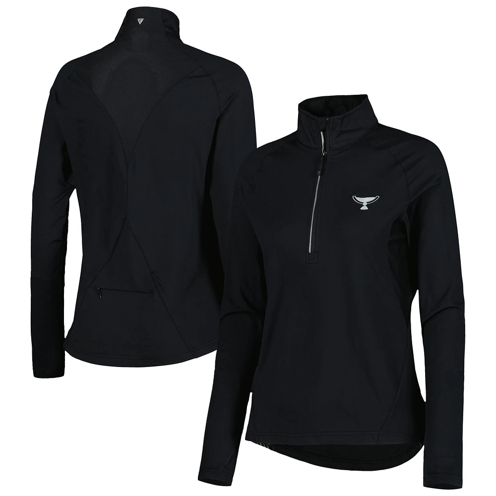 Haut à demi-zip raglan Levelwear Tour Championship noir pour femme