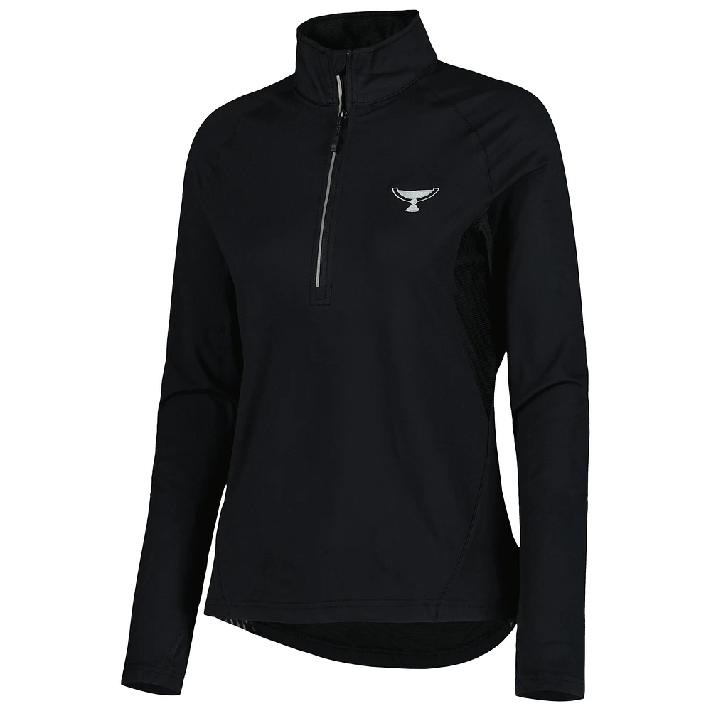 Women's Levelwear Black TOUR Championship Midlayer Raglan Half-Zip Top