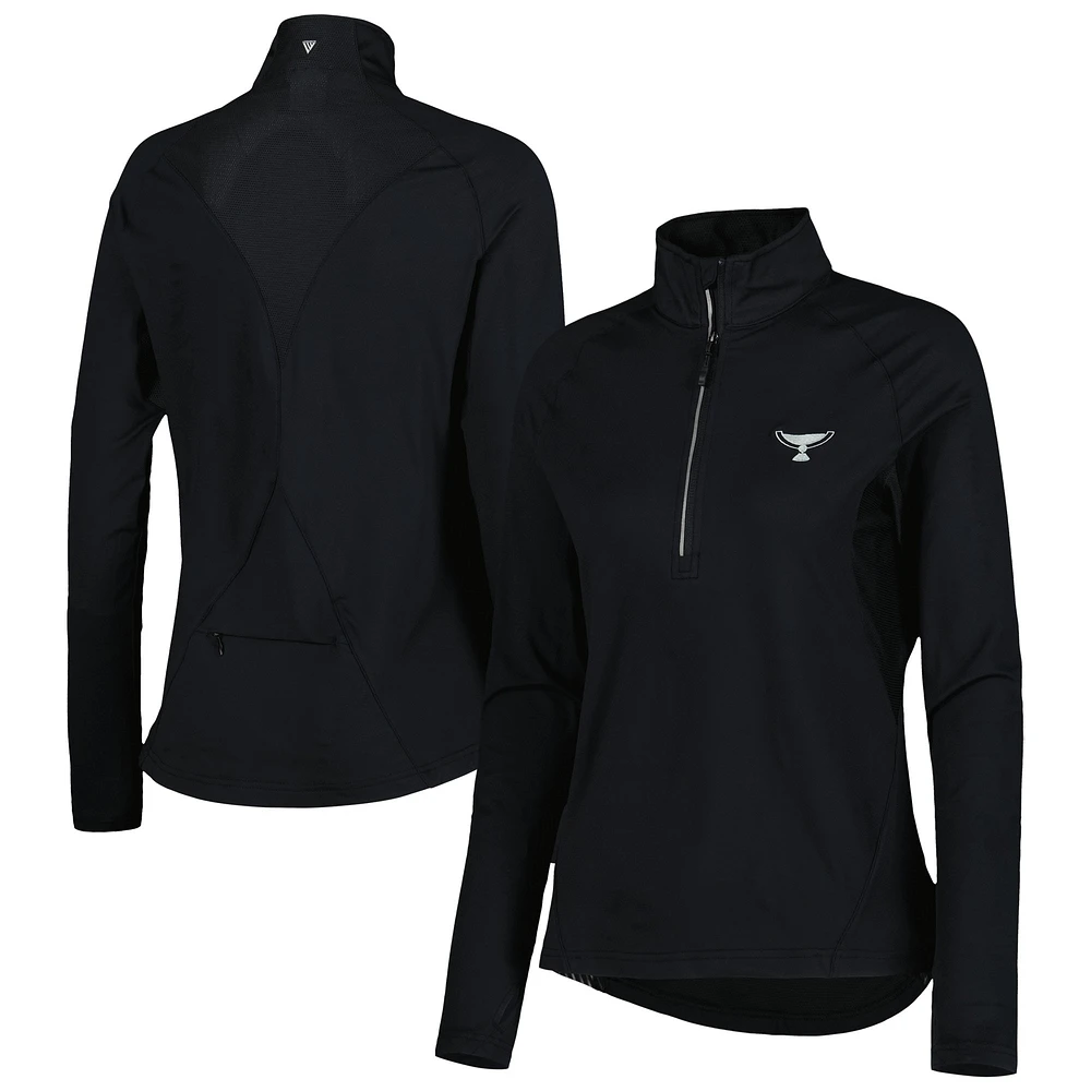 Women's Levelwear Black TOUR Championship Midlayer Raglan Half-Zip Top