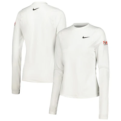 NIK TOUR BLANC NOIR FEMME NIKE CHAMPIONSHIP DRI FIT VICTORY LS PRINT POLO POLLADYLS