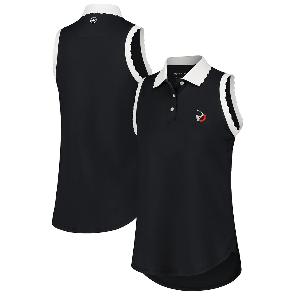 Women's Peter Millar Black TOUR Championship Opal Stretch Jersey Sleeveless Polo