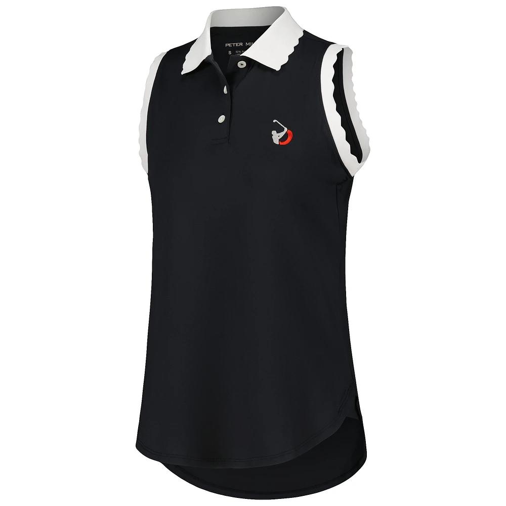 Women's Peter Millar Black TOUR Championship Opal Stretch Jersey Sleeveless Polo