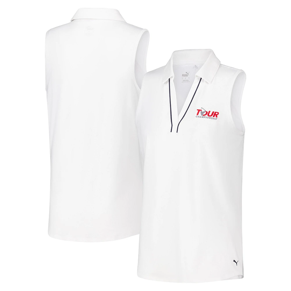 Polo sans manches à col en V Puma Tour Championship CLOUDSPUN pour femme Blanc