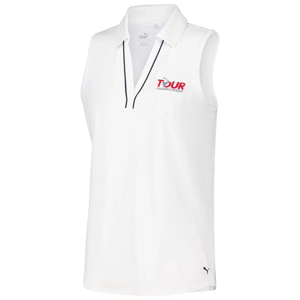 Women's Puma White TOUR Championship CLOUDSPUN Sleeveless V-Neck Polo