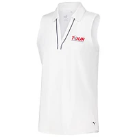 Women's Puma White TOUR Championship CLOUDSPUN Sleeveless V-Neck Polo