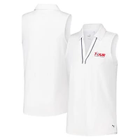 Women's Puma White TOUR Championship CLOUDSPUN Sleeveless V-Neck Polo