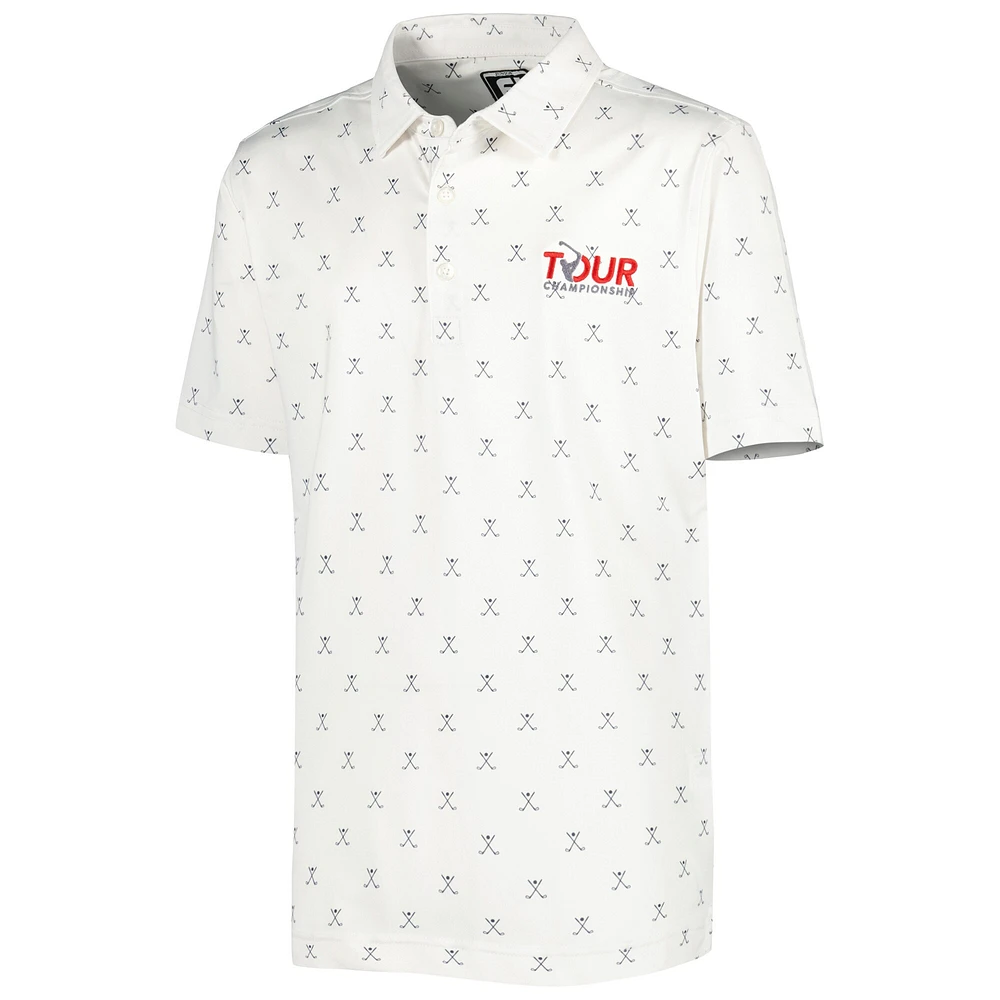 Youth FootJoy White TOUR Championship Print Golf Polo