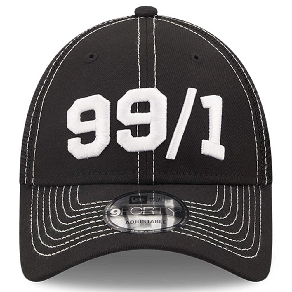 Men's New Era Black TRACKHOUSE RACING 99/1 9FORTY Snapback Adjustable Trucker Hat