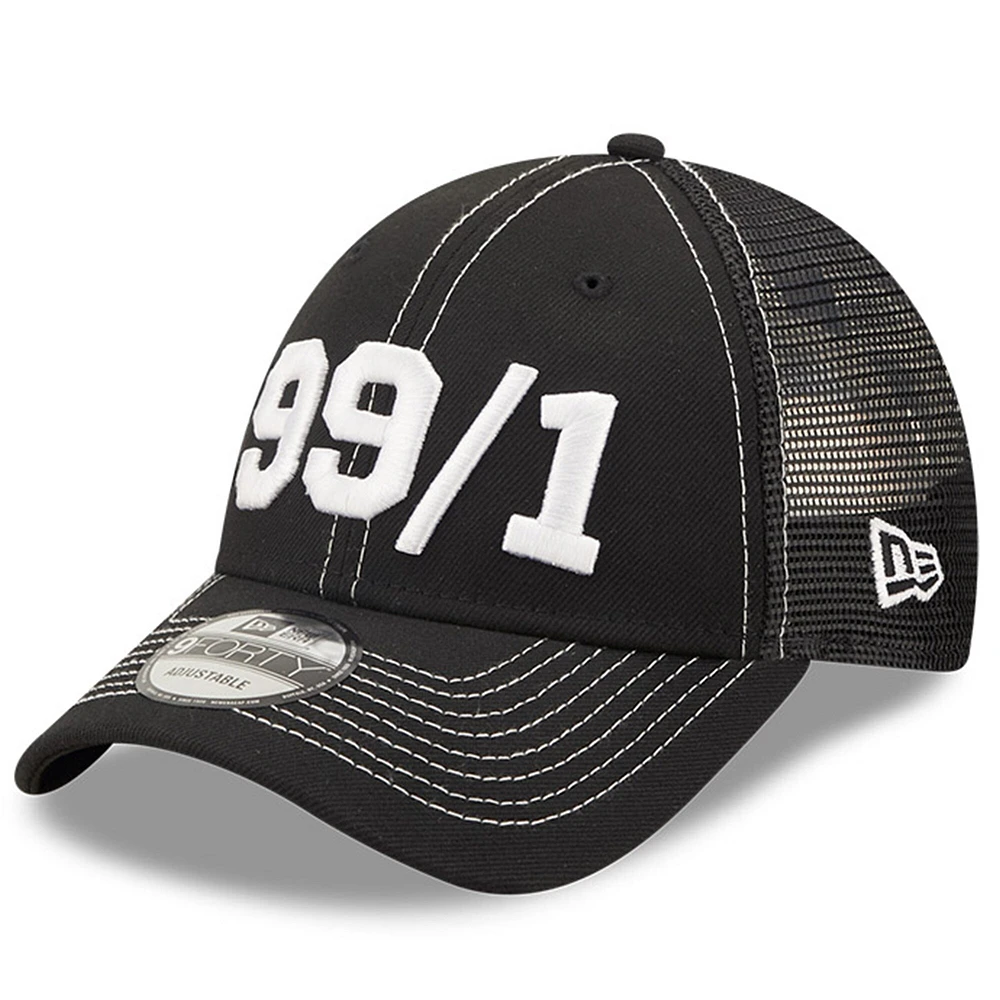 Men's New Era Black TRACKHOUSE RACING 99/1 9FORTY Snapback Adjustable Trucker Hat