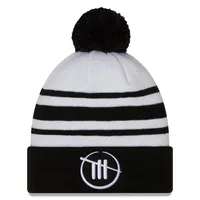 Men's New Era White/Black Trackhouse Racing Team Collection Cuffed Knit Hat with Pom