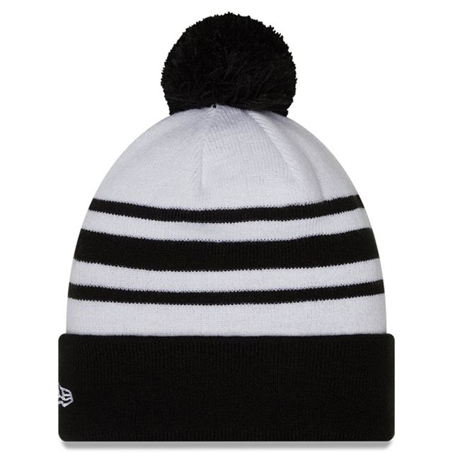 Bonnet en tricot à revers avec pompon pour homme de la collection Trackhouse Racing Team New Era, blanc/noir