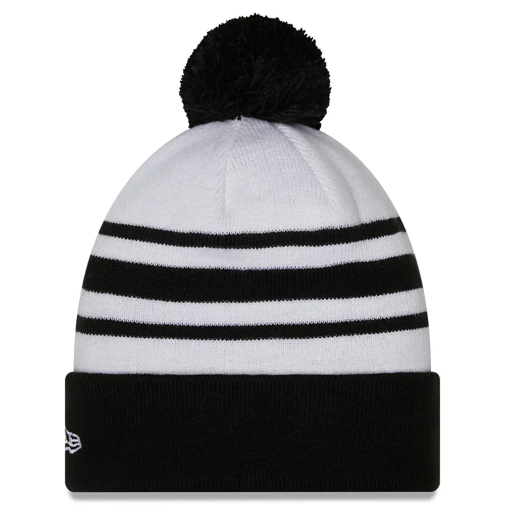 Men's New Era White/Black Trackhouse Racing Team Collection Cuffed Knit Hat with Pom