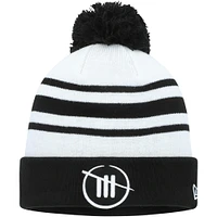 Bonnet en tricot à revers avec pompon pour homme de la collection Trackhouse Racing Team New Era, blanc/noir