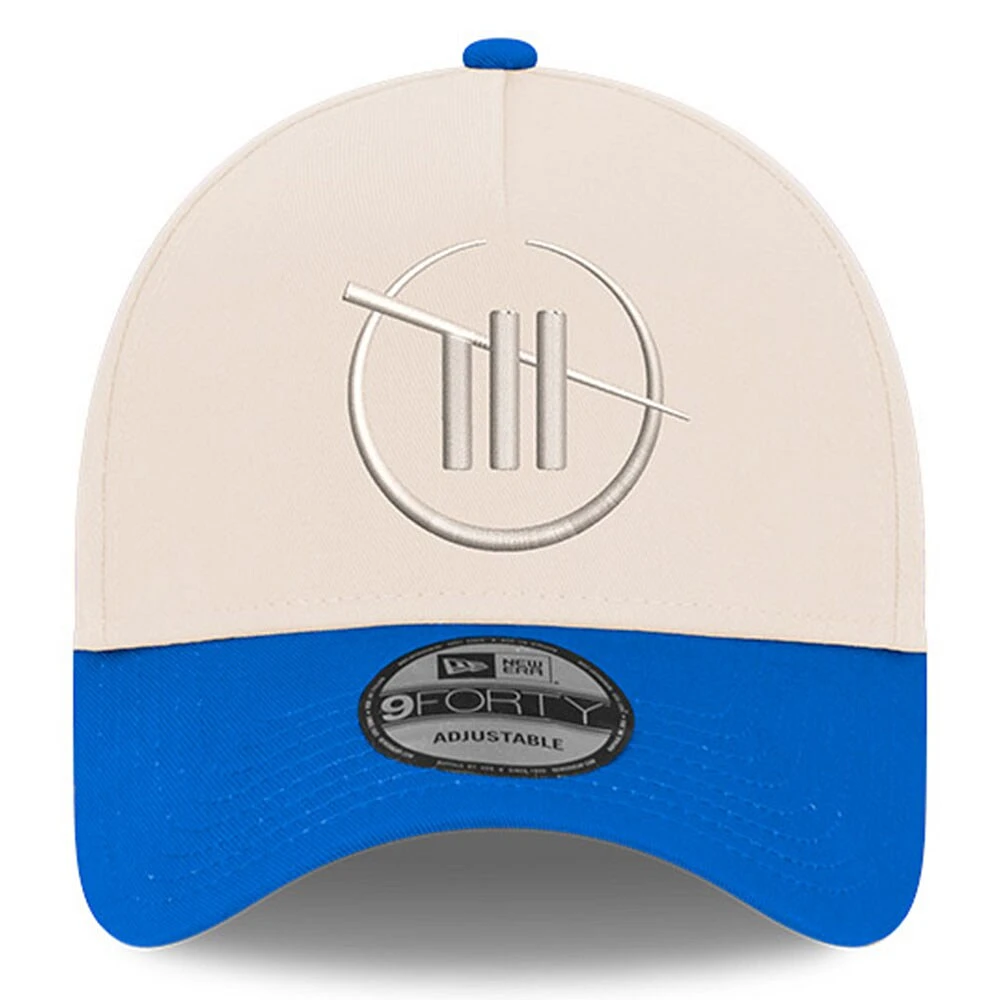 Men's New Era White/Blue Trackhouse Racing 9FORTY A-Frame Adjustable Hat