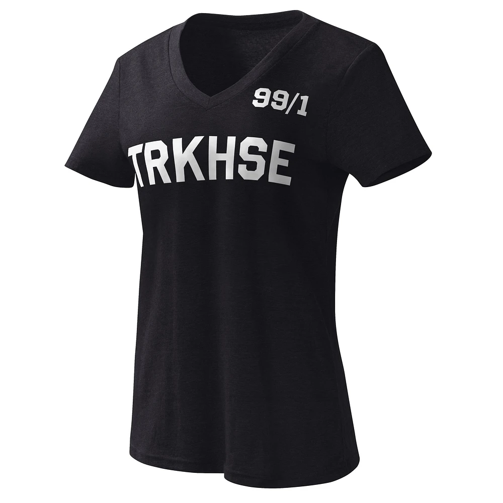 T-shirt noir à encolure en V TRACKHOUSE RACING Dream Team G-III 4Her by Carl Banks pour femmes