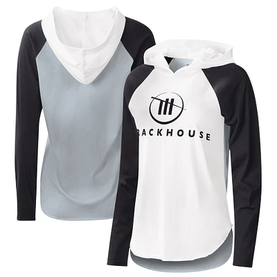 T-shirt à capuche manches longues TRACKHOUSE RACING Triple-A G-III 4Her by Carl Banks pour femme, blanc/noir