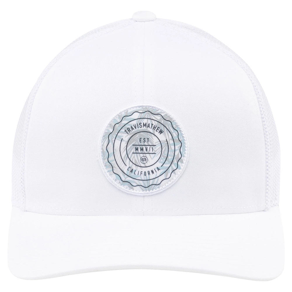 Casquette réglable TravisMathew White The Patch Floral Trucker pour hommes