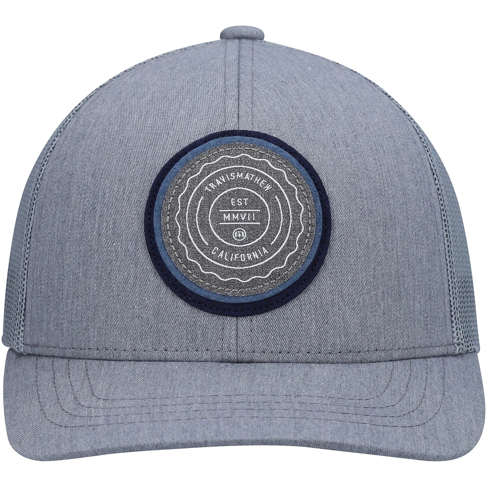 Youth TravisMathew Heathered Gray The Patch Trucker Snapback Hat