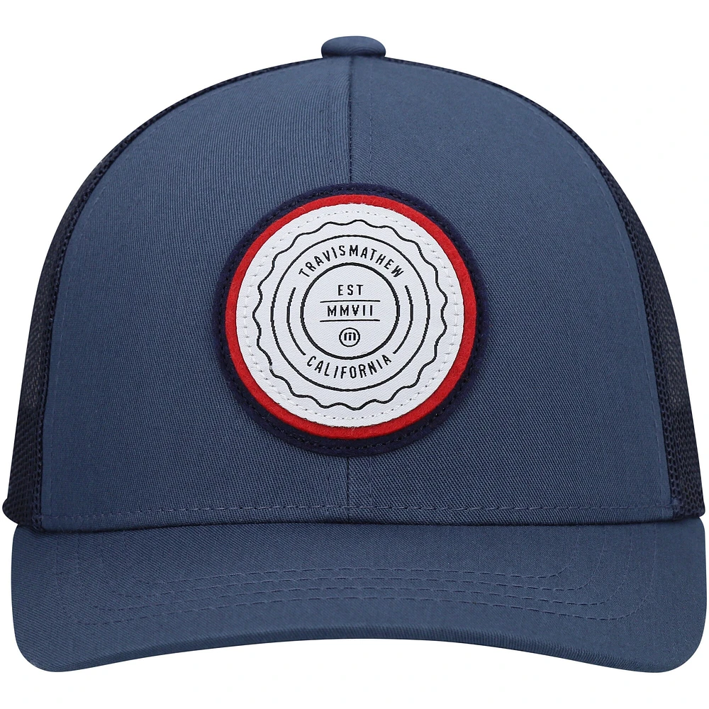 Casquette Snapback TravisMathew bleu marine The Patch Trucker pour jeune