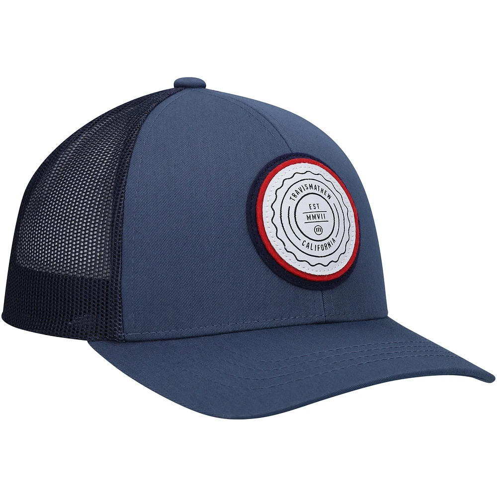 Casquette Snapback TravisMathew bleu marine The Patch Trucker pour jeune