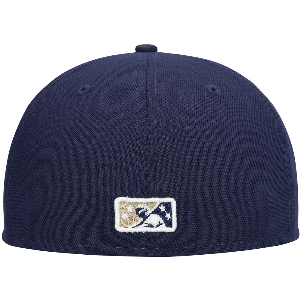 Men's New Era Navy Tri-City Dust Devils Authentic Collection Team Home 59FIFTY Fitted Hat
