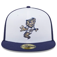 Men's New Era White/Navy Tri-City Dust Devils Marvel x Minor League 59FIFTY Fitted Hat