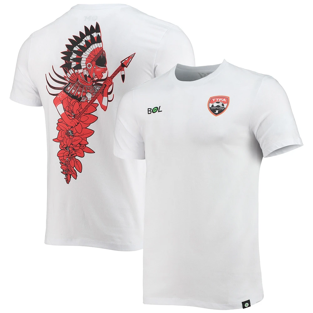 T-shirt blanc de l'équipe nationale Trinité-et-Tobago Trinbagonian Warrior pour hommes