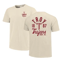 T-shirt crème pour homme avec logo mascotte des Trojans de l'Université Troy