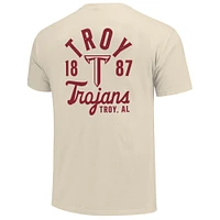 T-shirt crème pour homme avec logo mascotte des Trojans de l'Université Troy