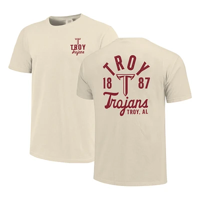 T-shirt crème pour homme avec logo mascotte des Trojans de l'Université Troy
