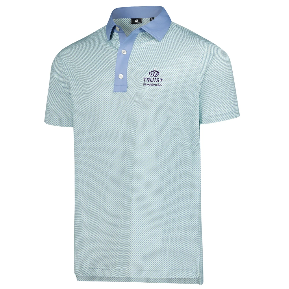 Men's FootJoy  Light Blue Truist Championship ProDry Lattice Print Lisle Polo