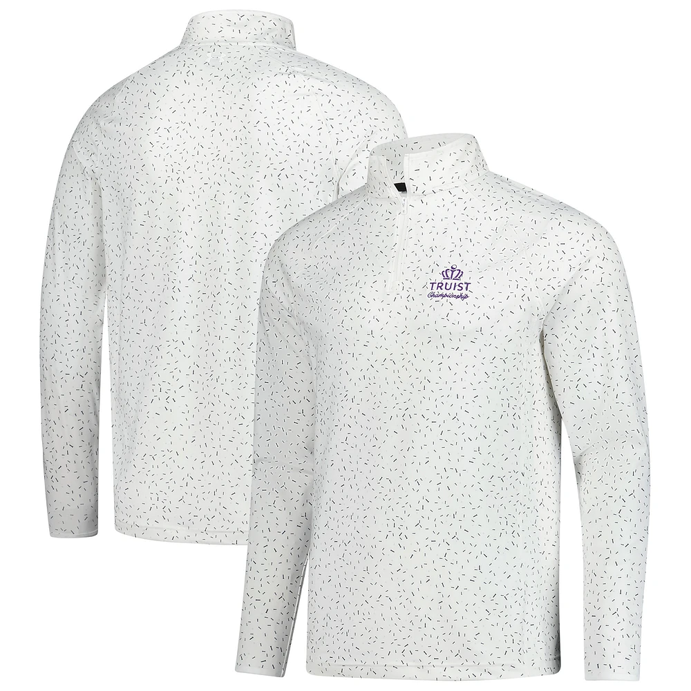 Men's Under Armour  White Truist Championship T2 Green Hit or Miss Raglan Quarter-Zip Pullover