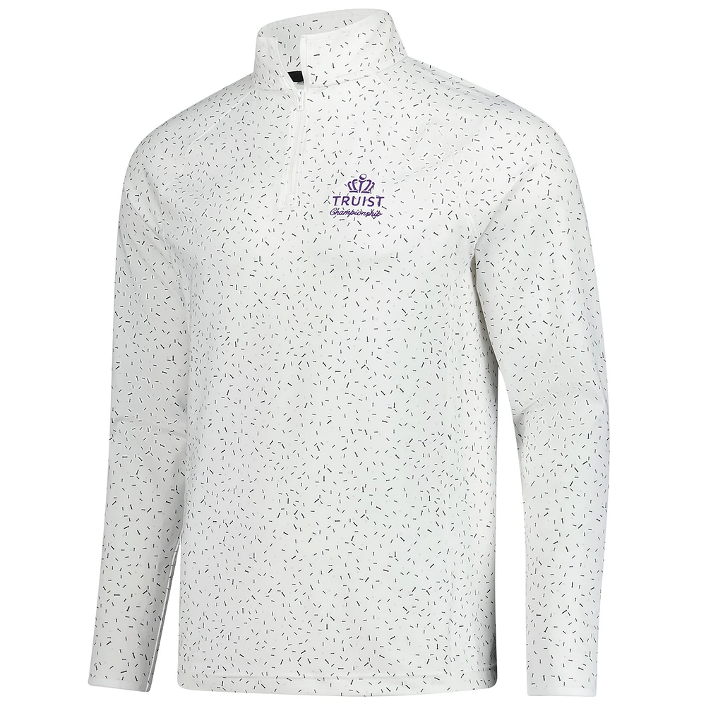 Men's Under Armour  White Truist Championship T2 Green Hit or Miss Raglan Quarter-Zip Pullover