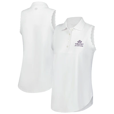Women's Peter Millar  White Truist Championship Opal Sleeveless Jersey Polo