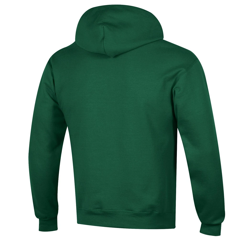 Men's Champion  Green Tulane Wave Arch Over Logo Pullover Hoodie
