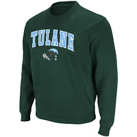 Men's Colosseum Green Tulane Wave Arch & Logo Tackle Twill Pullover Sweatshirt