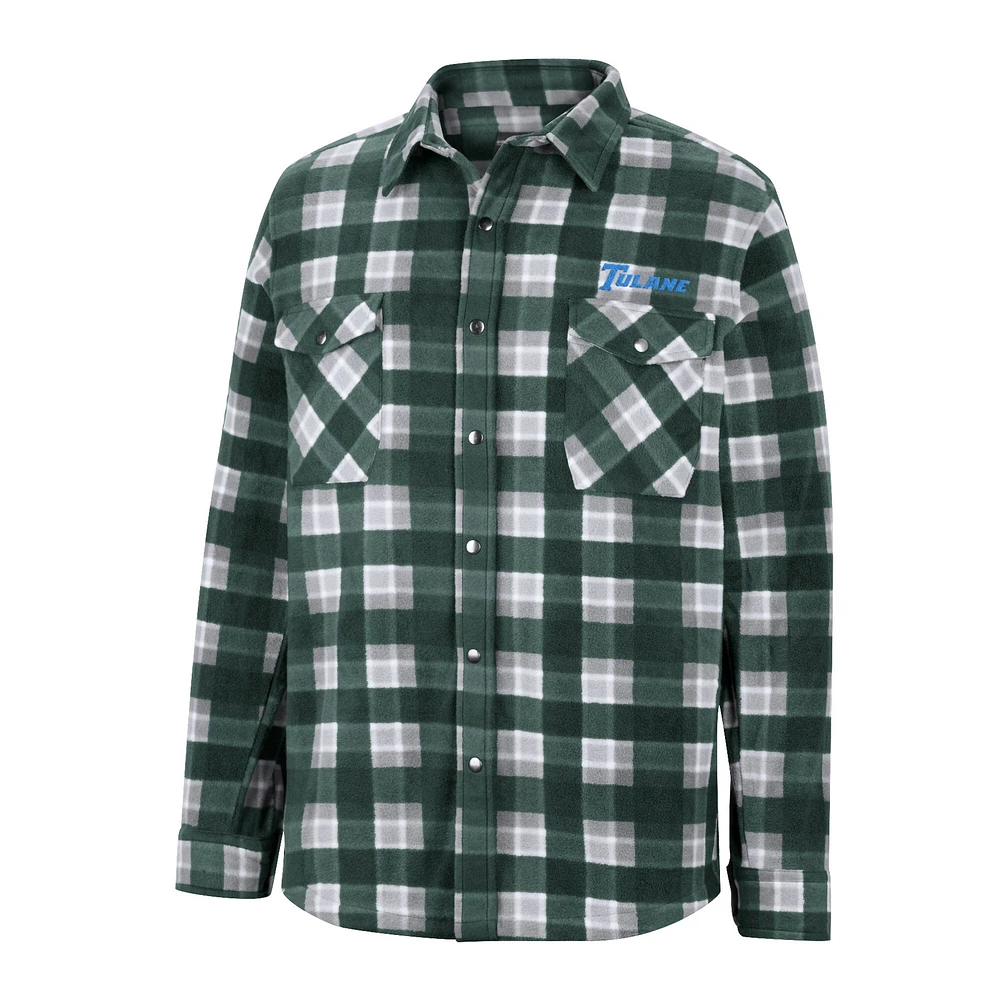 Men's Colosseum Green Tulane Wave Ellis Full-Snap Jacket