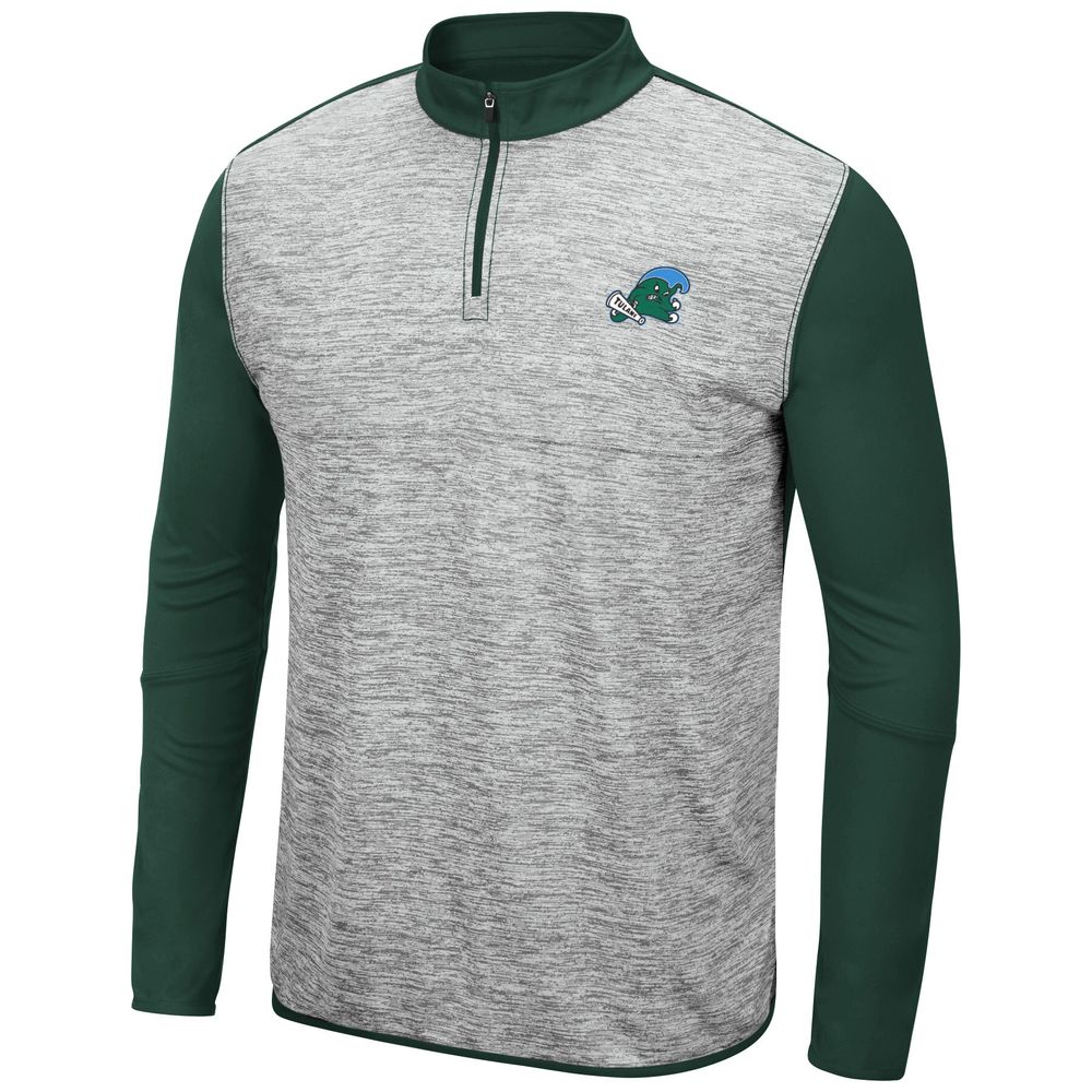 Men's Colosseum Heather Gray/Green Tulane Green Wave Prospect Quarter-Zip Jacket