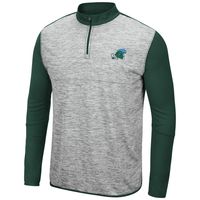 Men's Colosseum Heather Gray/Green Tulane Green Wave Prospect Quarter-Zip Jacket