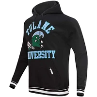 Men's Pro Standard Black Tulane Green Wave Classic Stacked Logo Pullover Hoodie