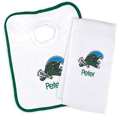 Tulane Green Wave Newborn & Infant Personalized Bib & Burp Cloth Set