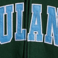 Women's Green Tulane Wave Arched Name Full-Zip Hoodie