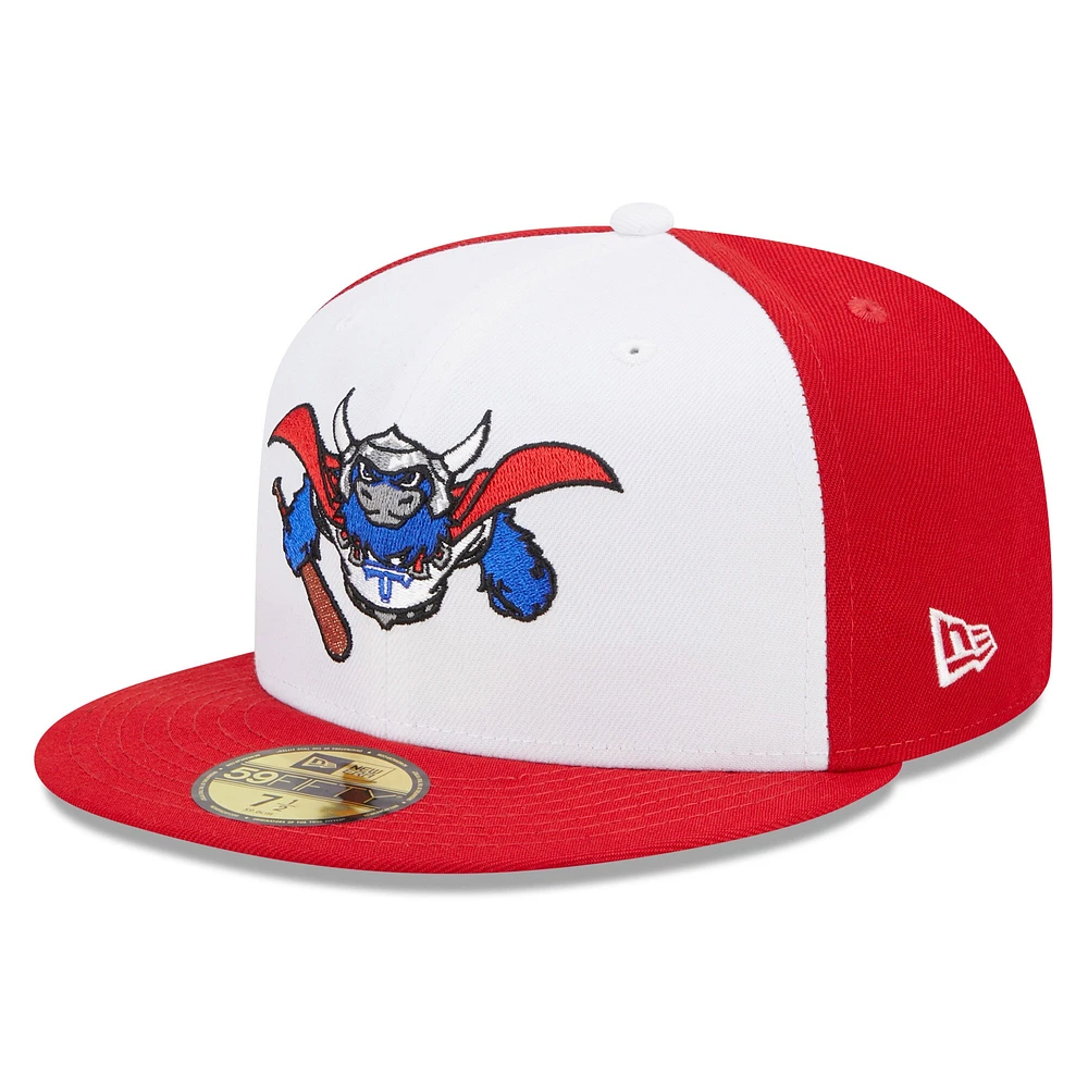 Men's New Era White/Red Tulsa Drillers Marvel x Minor League 59FIFTY Fitted Hat