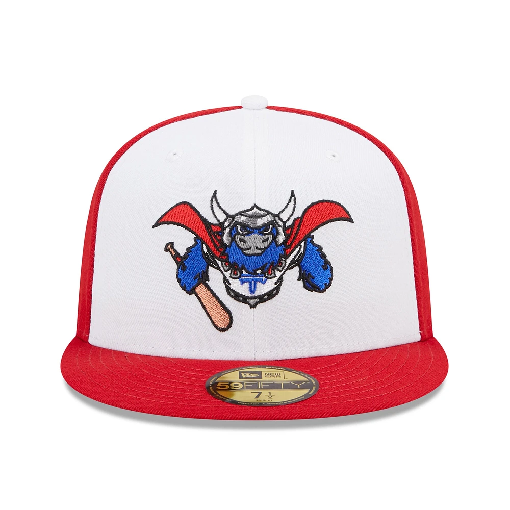 Casquette ajustée 59FIFTY Tulsa Drillers Marvel x Minor League New Era pour homme, blanc/rouge