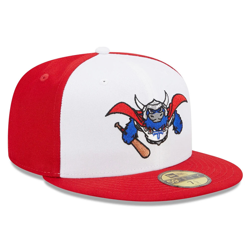 Men's New Era White/Red Tulsa Drillers Marvel x Minor League 59FIFTY Fitted Hat