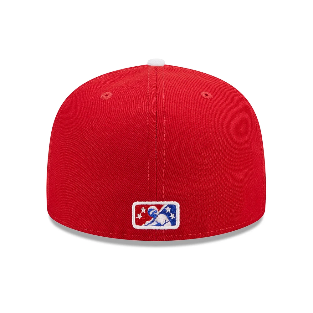 Casquette ajustée 59FIFTY Tulsa Drillers Marvel x Minor League New Era pour homme, blanc/rouge