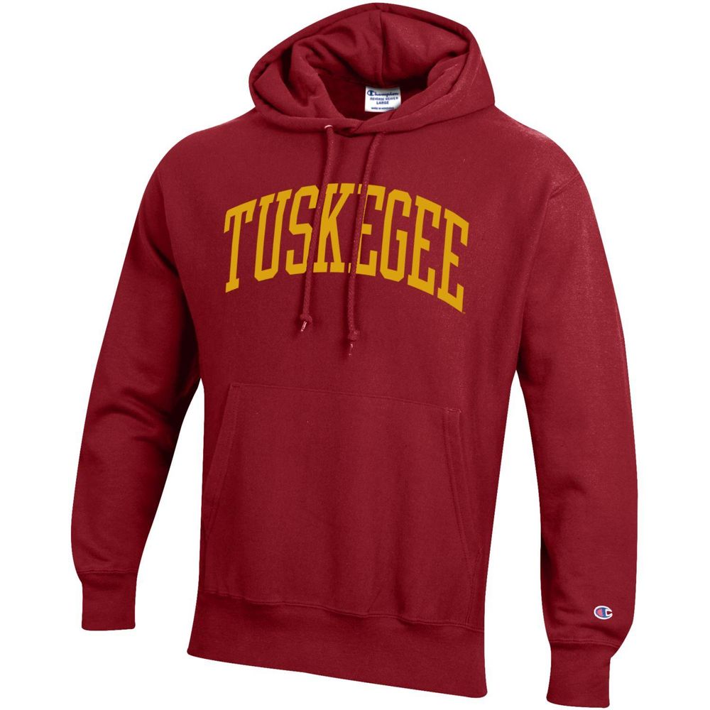 Men's Champion Crimson Tuskegee Golden Tigers Tall Arch Pullover Hoodie