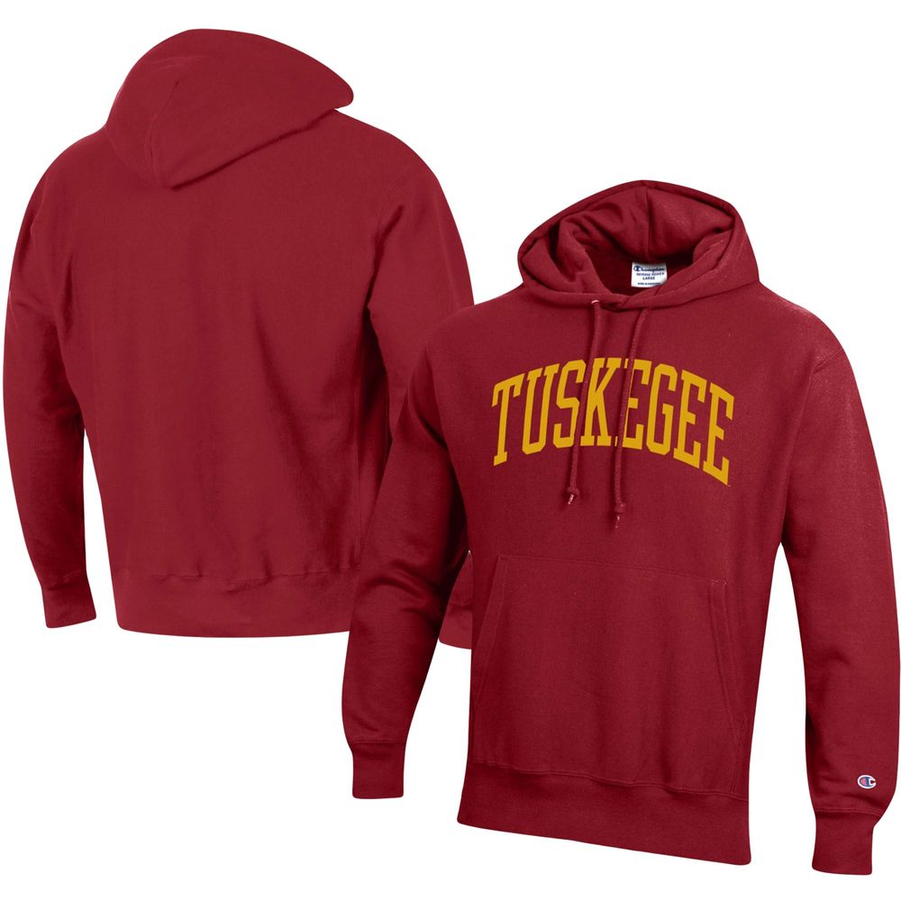 Men's Champion Crimson Tuskegee Golden Tigers Tall Arch Pullover Hoodie