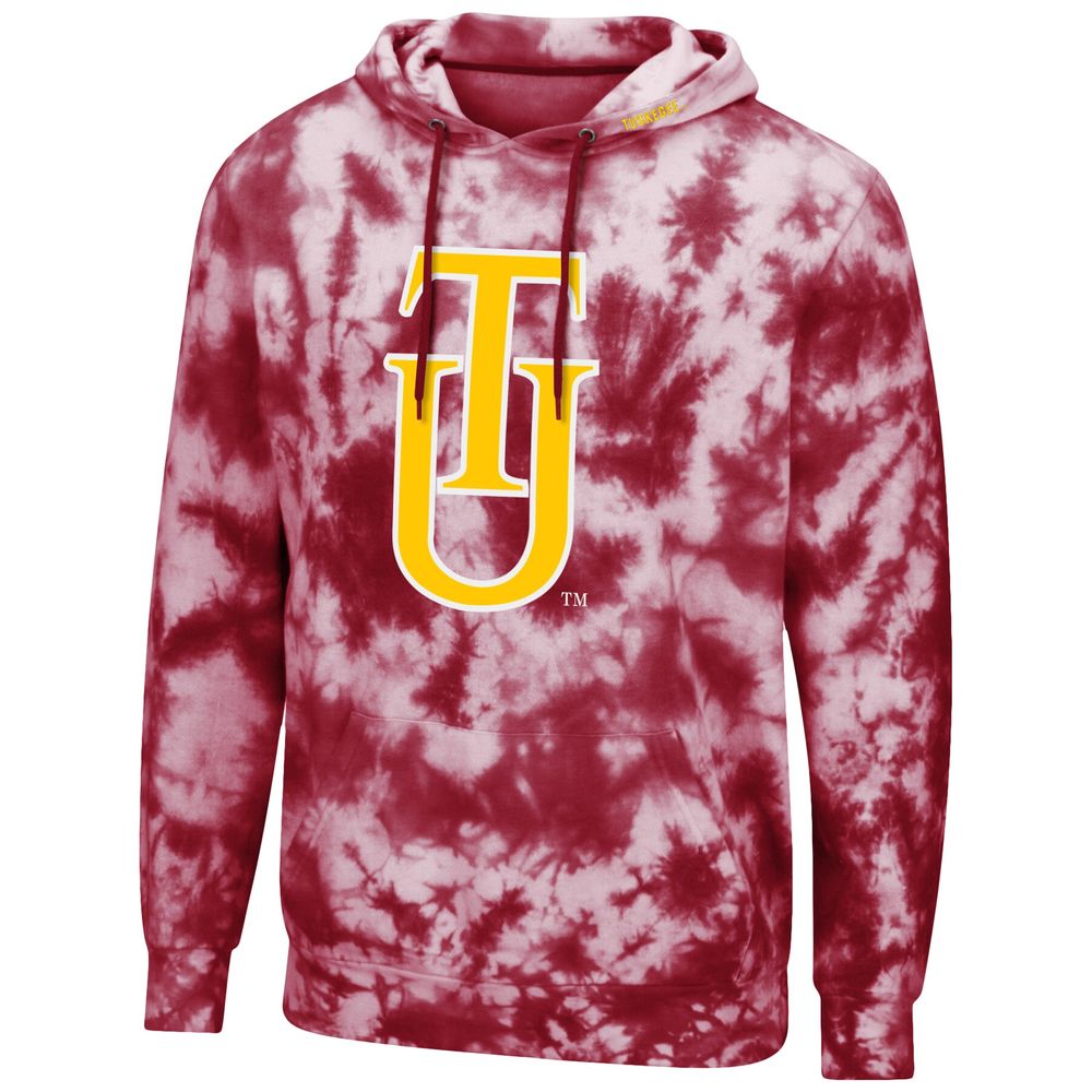 Men's Colosseum Crimson Tuskegee Golden Tigers Tie-Dye Pullover Hoodie